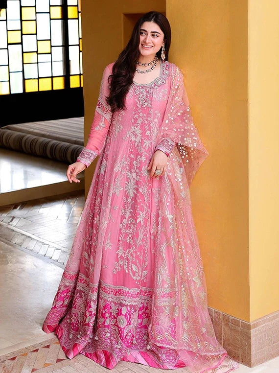 BACHELORETTE CHRONICLES by Mushq Embroidered Unstitched Chiffon'26 (03-Pink Promise)