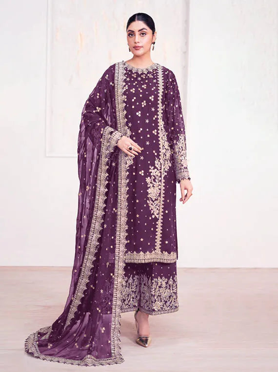 BAROQUE Exclusive Embroidered Chiffon Collection 2025 (UF-4038-PURPLE)