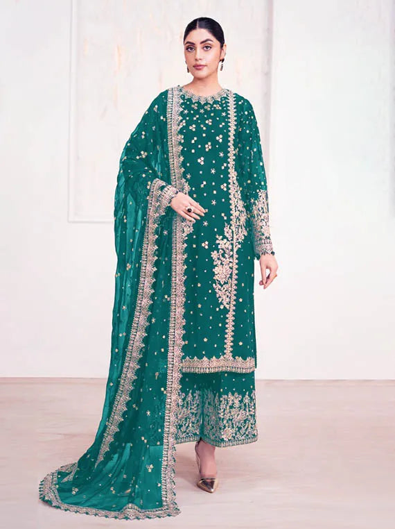 BAROQUE Exclusive Embroidered Chiffon Collection 2025 (UF-4038-TURQUOISE)