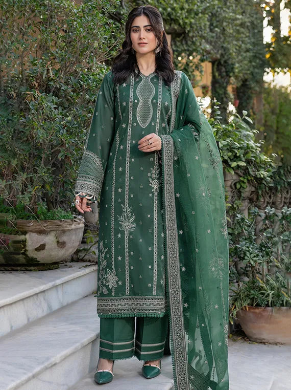 Bahar Embroidered Lawn Collection 2025 By Farasha (02-Emerlad-Eve)