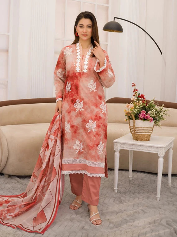 Batik by Abisha Fabrics Slub Lawn Collection 2026 Vol-45 (D-08)