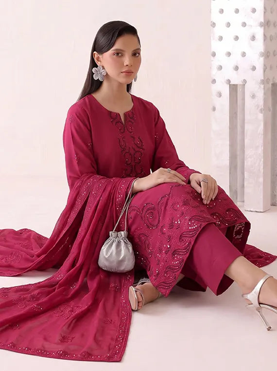 Beads by Fantak Unstitched Silk Slub Karandi Collection'26 V-600 (D-02)