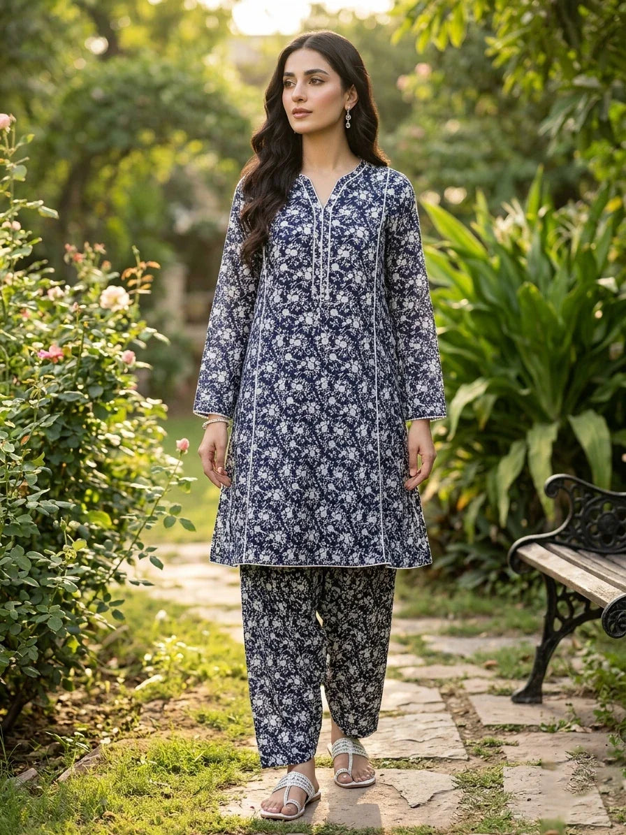 Black And White Printed Lawn Edit 2026 Vol-FA47 (D-01)