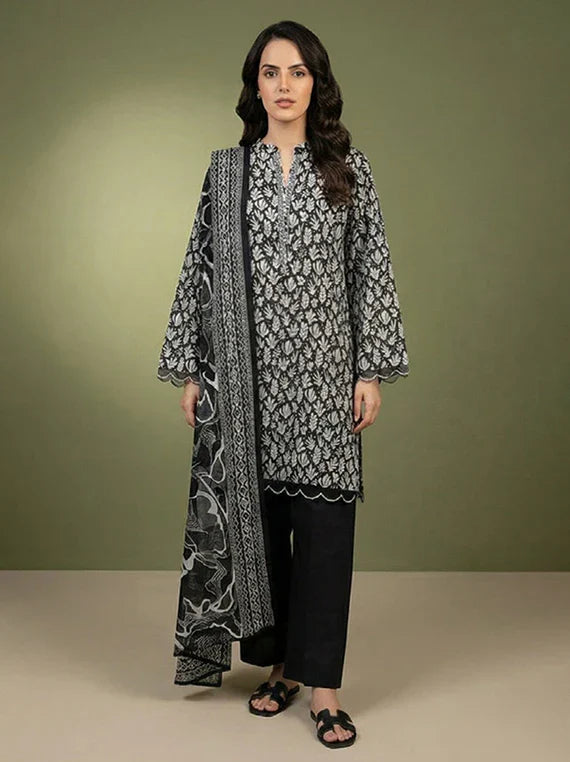 Black And White Printed Lawn Collection 2026 Vol-02 (D-01)