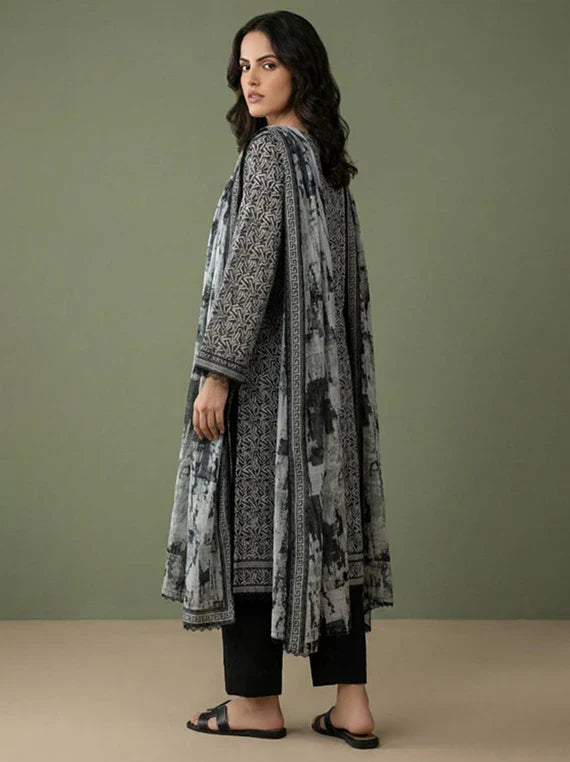 Black And White Printed Lawn Collection 2026 Vol-02 (D-02)