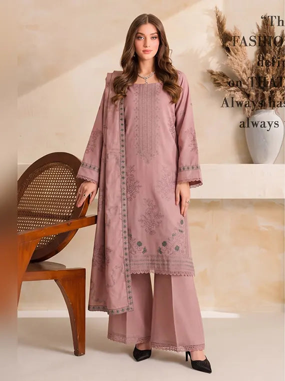 Bloom by Fantak Unstitched Dhanak Peach Slub Collection'26 V-544 (D-04)