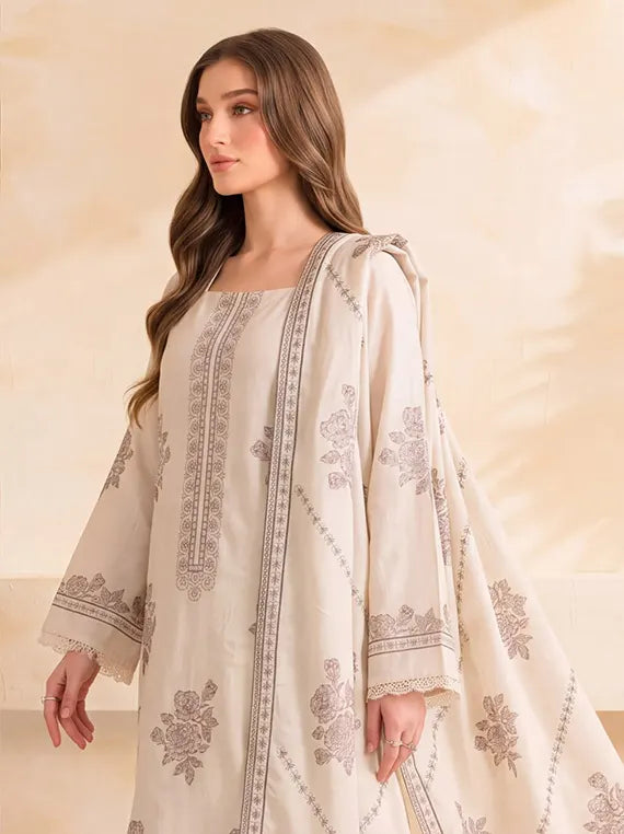 Bloom by Fantak Unstitched Dhanak Peach Slub Collection'26 V-544 (D-05)