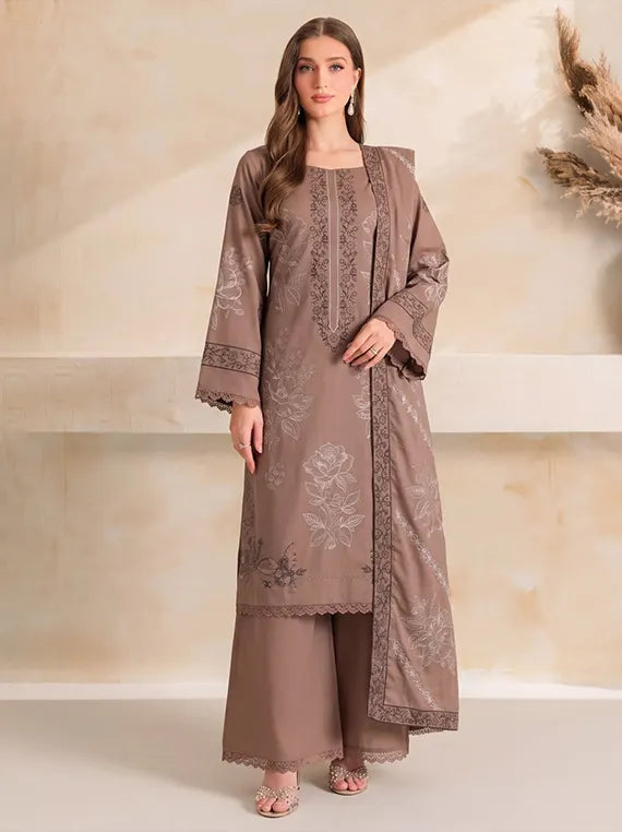 Bloom by Fantak Unstitched Dhanak Peach Slub Collection'26 V-544