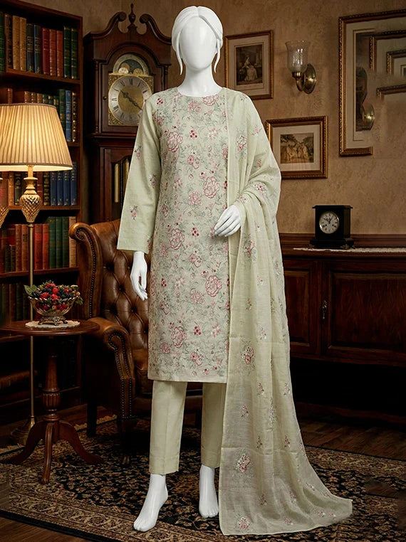 Blossom by ABC Fancy Embroidered Slub Lawn Collection 2026 (D-01)