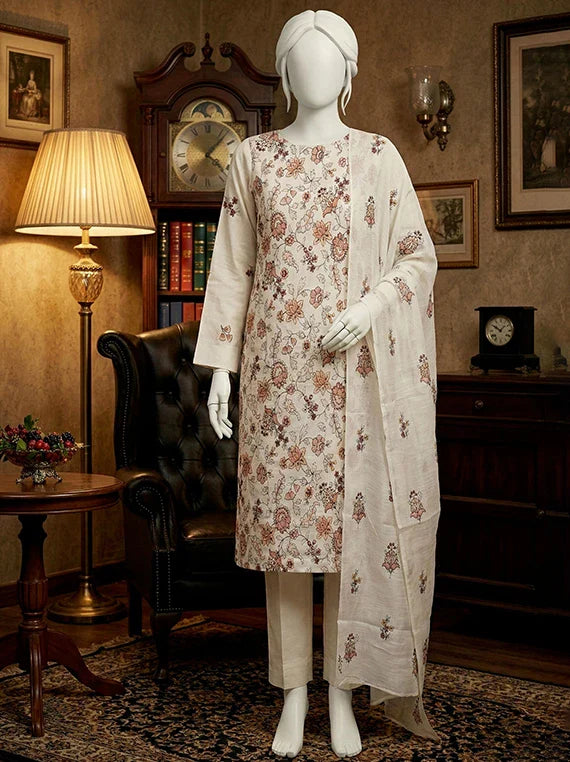 Blossom by ABC Fancy Embroidered Slub Lawn Collection 2026 (D-02)