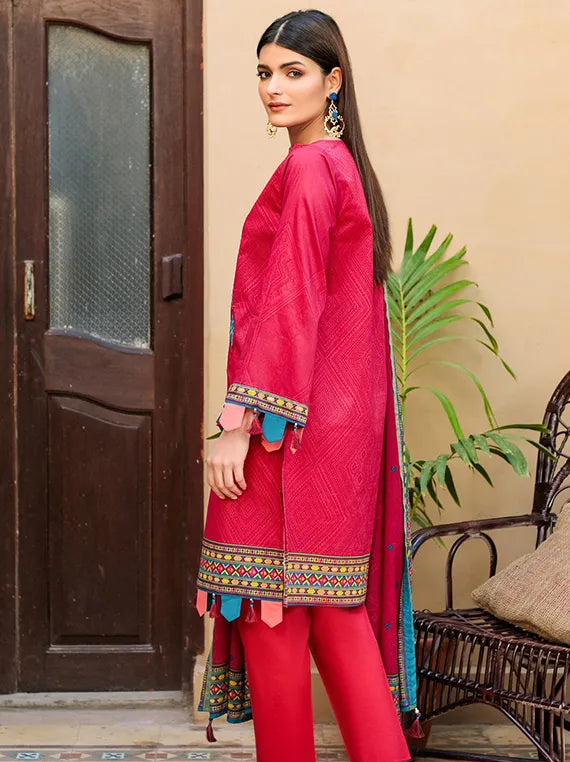 Breathe in Lawn UnStitched Luxe Collection 2025 (OTL-21-002 Red)