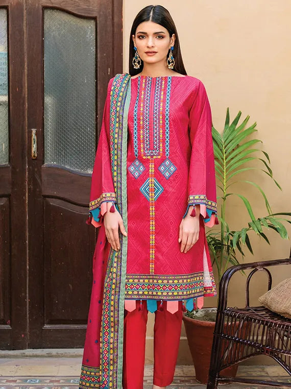 Breathe in Lawn UnStitched Luxe Collection 2025 (OTL-21-002 Red)