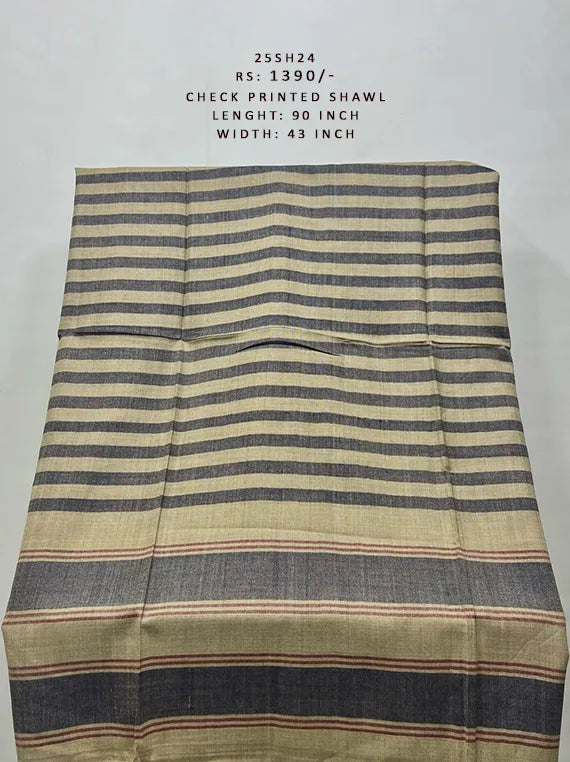 Check Printed Shawl Collection 2024 (25SH24-11)