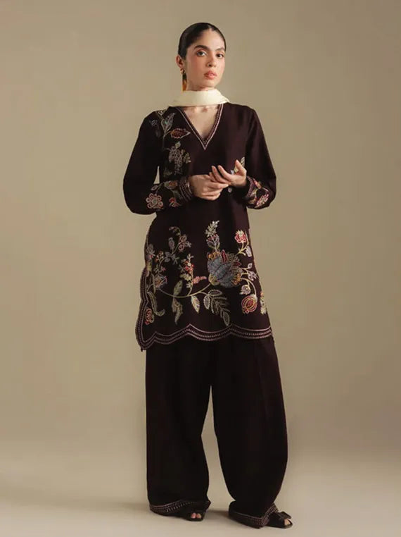 Coco By Zara ShahJahan Unstitched Winter Collection 2025 (BERRY-3A)
