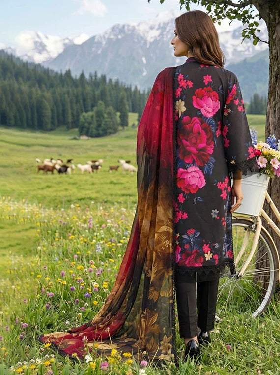 Colors by Alzohaib Lawn with Chiffon Dupatta Collection 2026 (D-01)