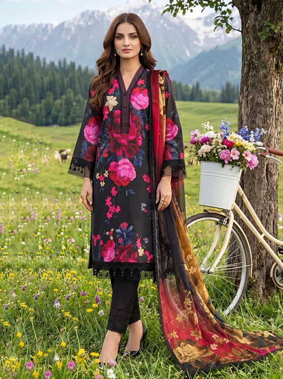 Colors by Alzohaib Lawn with Chiffon Dupatta Collection 2026 (D-01)