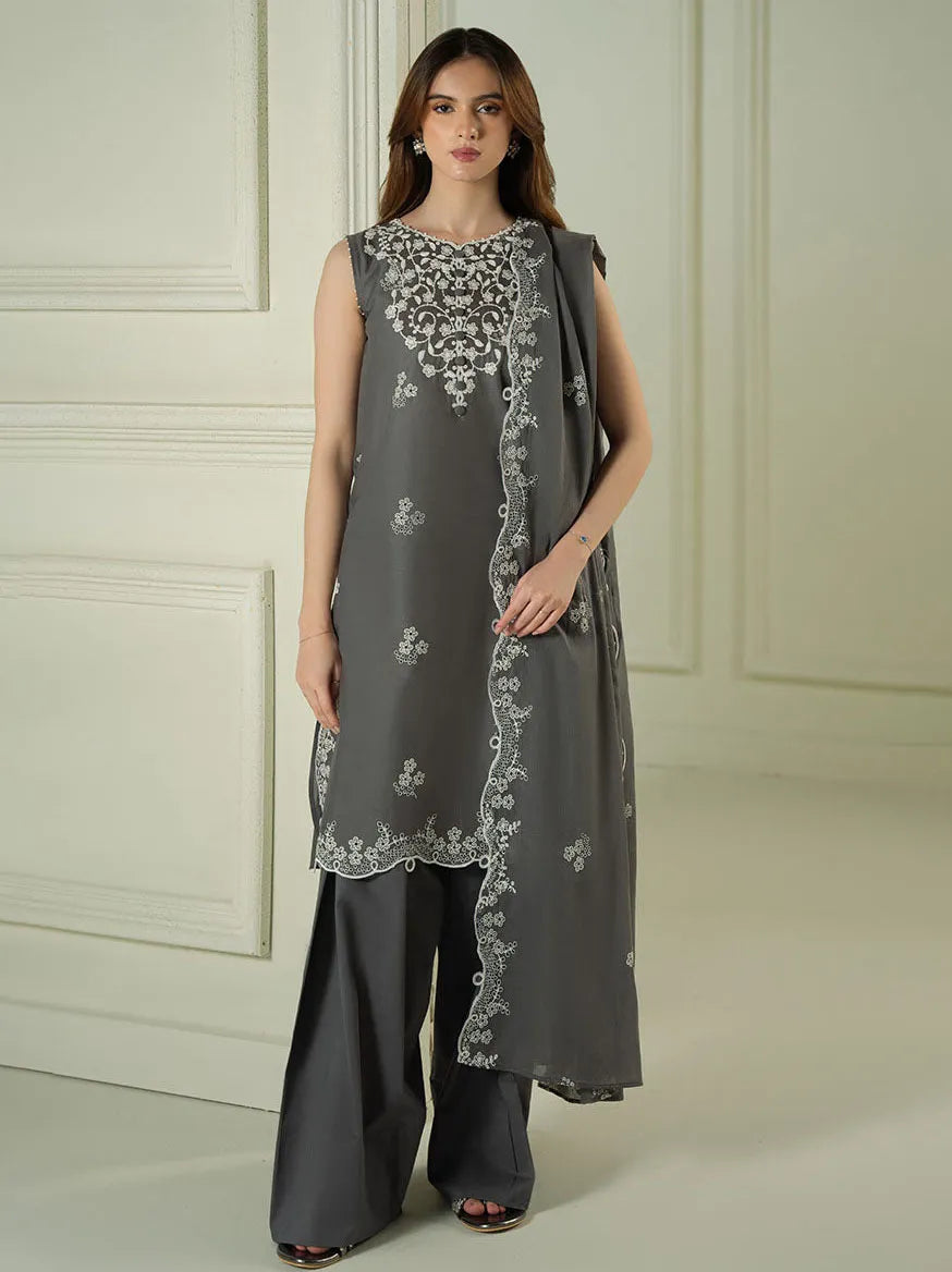 Cross Stitch Embroidered Lawn Collection 2025 (02-FLORAL ASH)