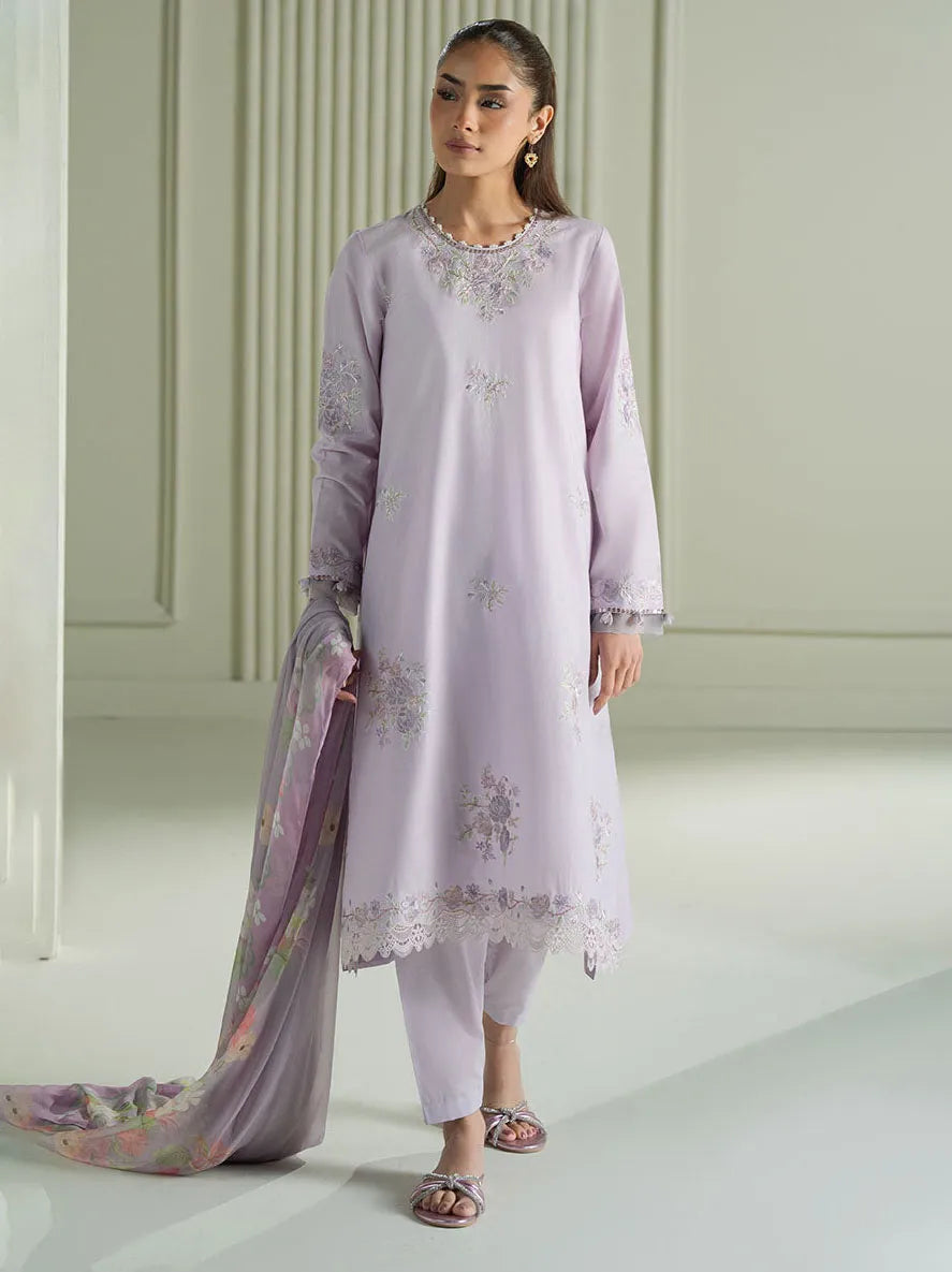 Cross Stitch Embroidered Lawn Collection 2025 (07-VIOLET VEIL)