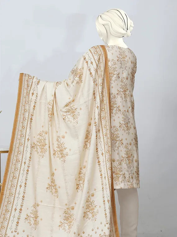 Crown Embroidered Printed Peach Slub Collection 2025 by ABC (D-05)