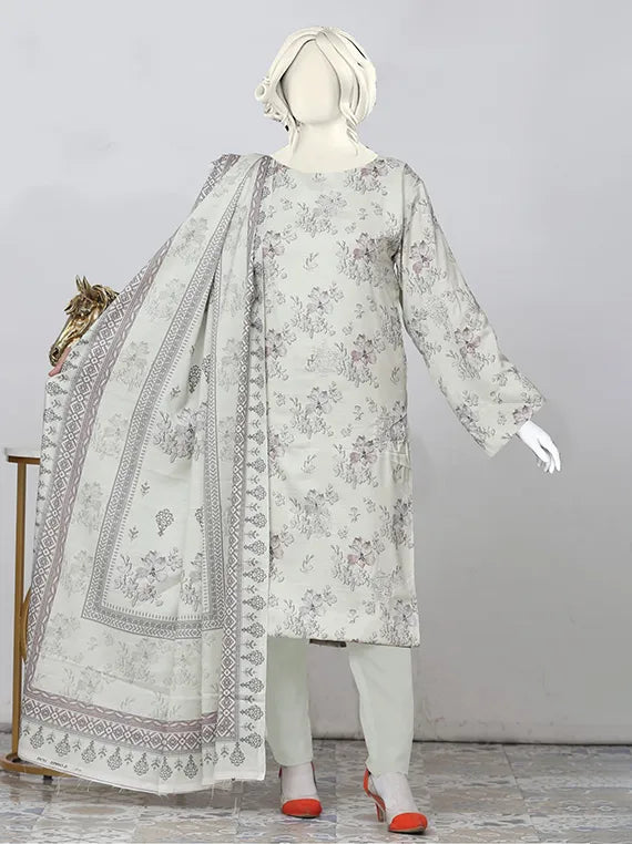 Crown Embroidered Printed Peach Slub Collection 2025 by ABC (D-06)