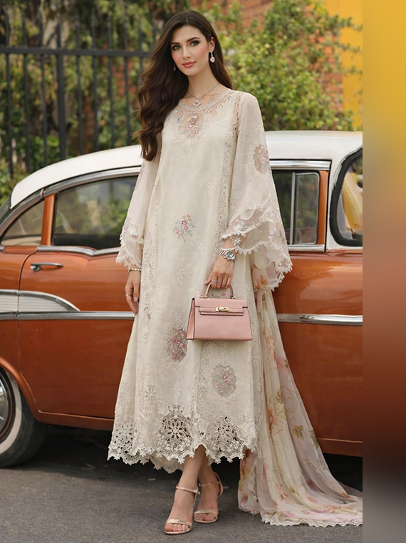 Noor Eid Luxe Prints Khaas Lawn Collection 2026 by Saadia Asad (D-02 Pearl Ivory)