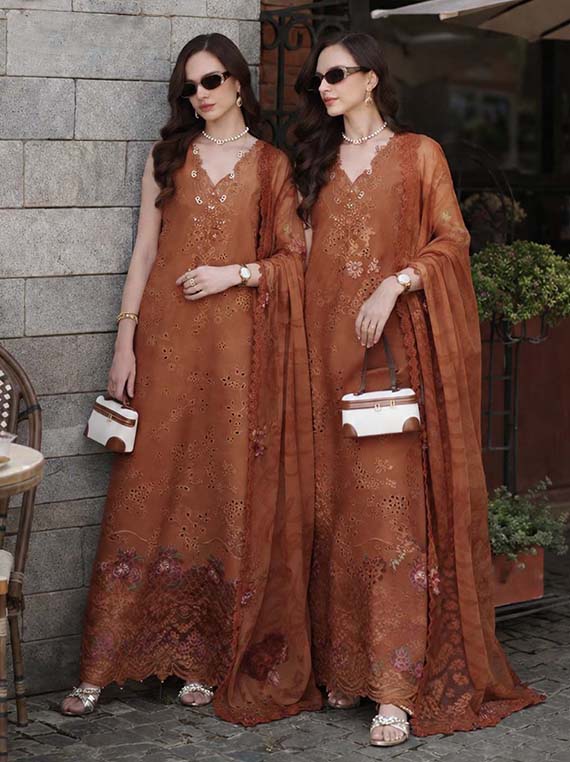 Noor Eid Luxe Prints Khaas Lawn Collection 2026 by Saadia Asad (D6 -Amber Rustique)