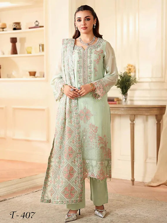 DASTAN by Ramsha Embroidered Chiffon Collection 2025 Vol-04 (T-407)