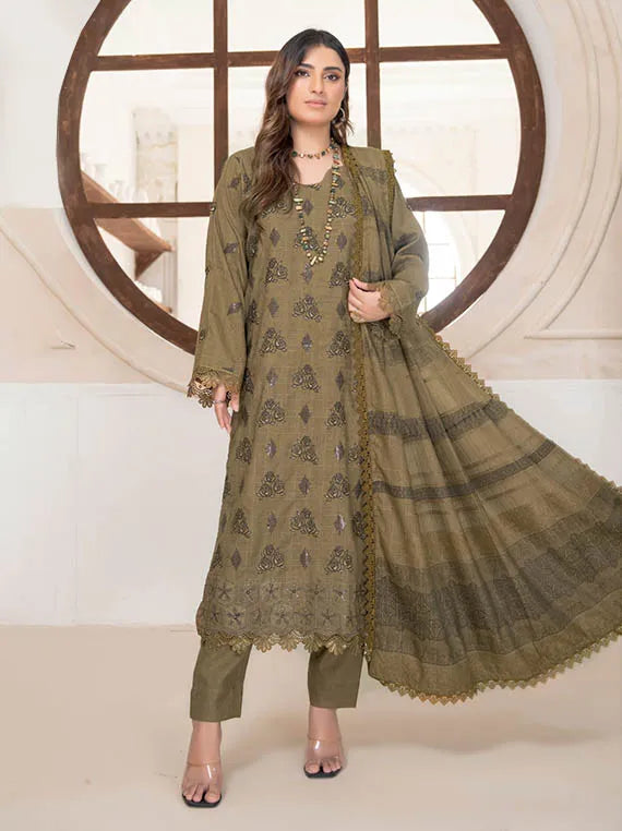 Dastak by Riaz Arts Embroidered Slub Peach Collection 2025 (D-01)