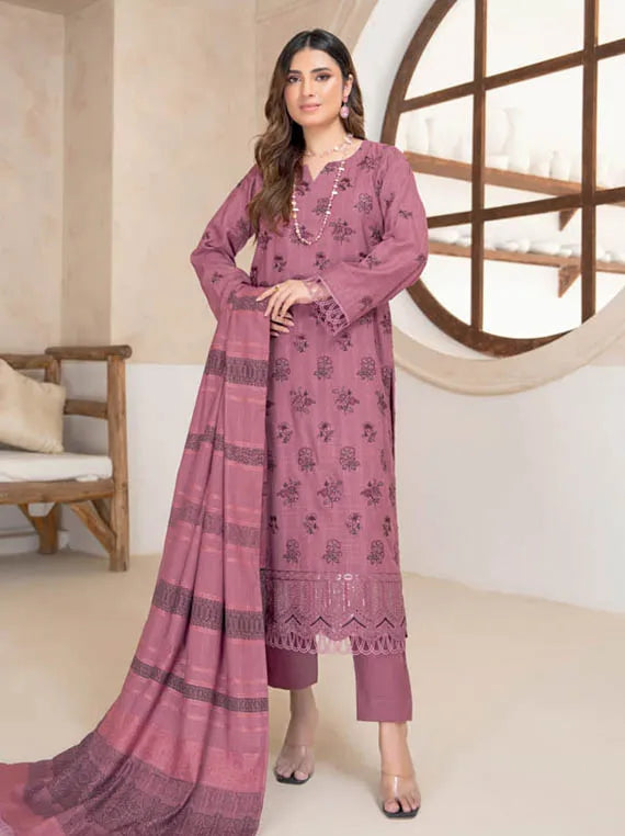 Dastak by Riaz Arts Embroidered Slub Peach Collection 2025 (D-03)