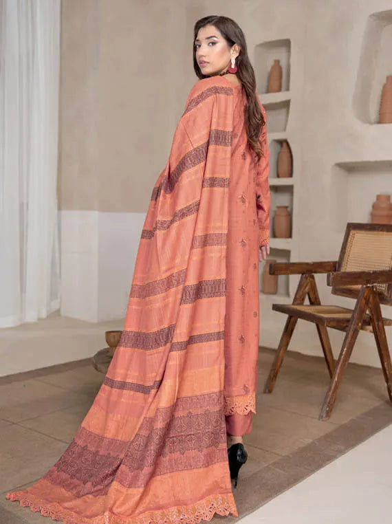Dastak by Riaz Arts Embroidered Slub Peach Collection 2025 (D-05)