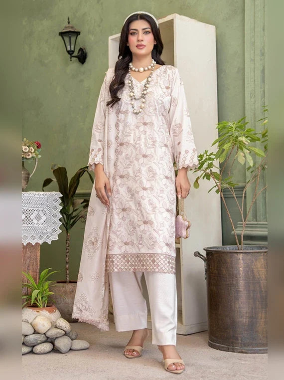 Deeda Zaib Unstitched Embroidered Yarn Peach Collection'26 by Riaz Arts