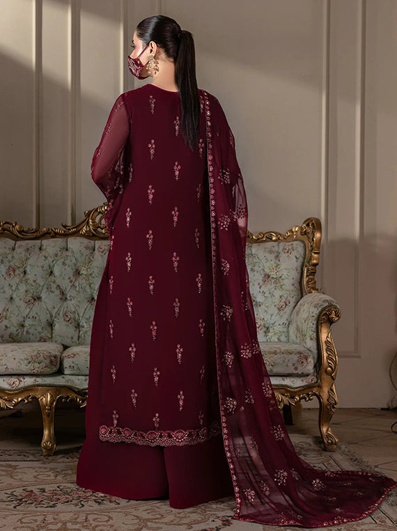 Flossie Festive Embroidered Unstitched Collection'26 (CH-107 Deep Burgundy)