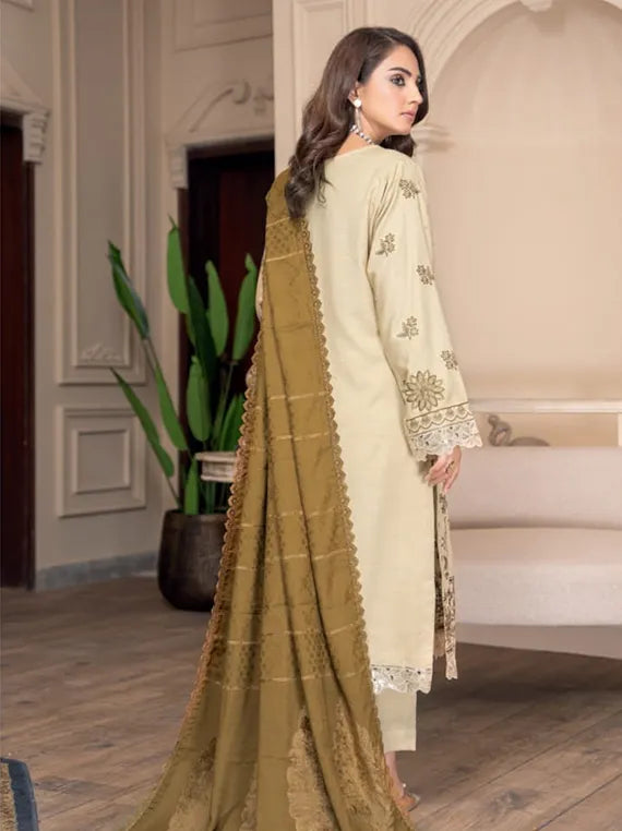 Diwan Embroidered Peach Slub Collection 2025 by Chawla Fabrics (D-02)