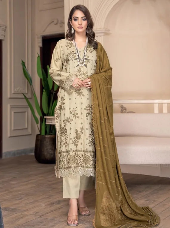 Diwan Embroidered Peach Slub Collection 2025 by Chawla Fabrics (D-02)