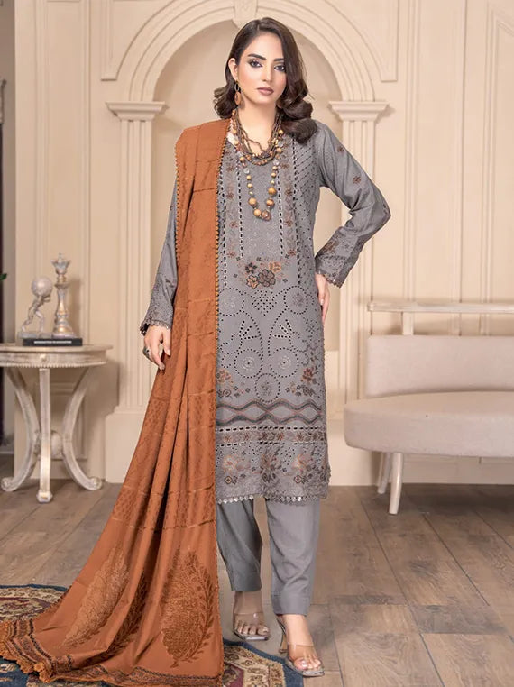 Diwan Embroidered Peach Slub Collection 2025 by Chawla Fabrics (D-04)