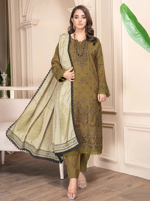 Diwan Embroidered Peach Slub Collection 2025 by Chawla Fabrics