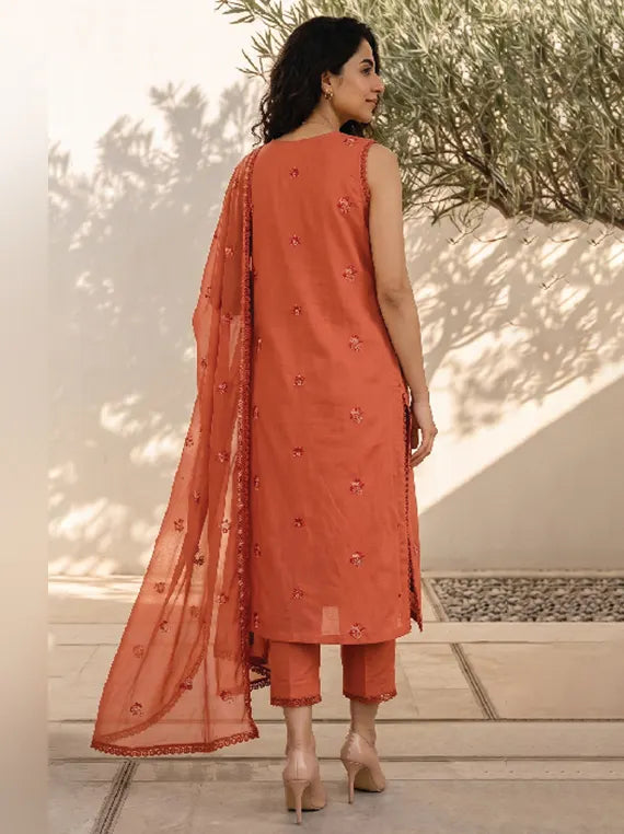 Elara by PANACHE Unstitched Karandi Collection'26 (04-Coral)
