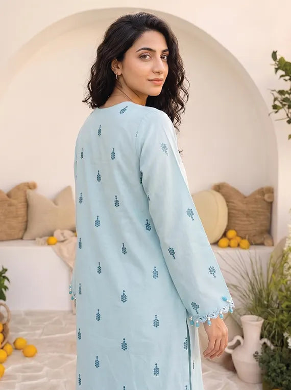 Elara by PANACHE Unstitched Karandi Collection'26 (05-Bluebell)