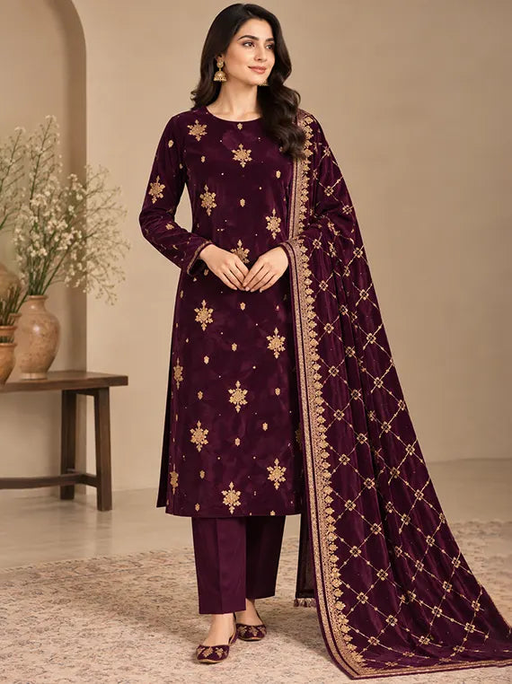 Elegant Embroidered Velvet Edit 2026 Vol-26DS01 (D-19)