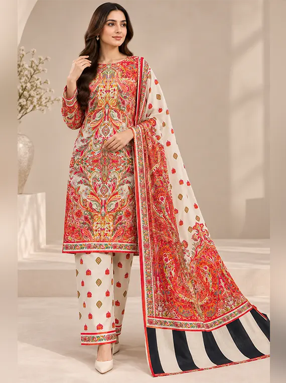 Elegant Floral Khadder Unstitched 3-Piece Suit Edit 2026 Vol-GR09 (D-02)