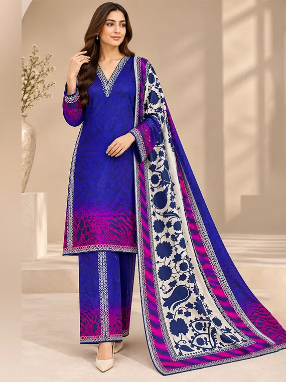 Elegant Floral Khadder Unstitched 3-Piece Suit Edit 2026 Vol-GR09 (D-03)