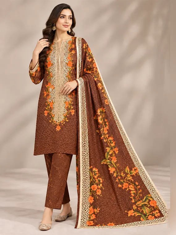 Elegant Floral Khadder Unstitched 3-Piece Suit Edit 2026 Vol-GR09 (D-07)