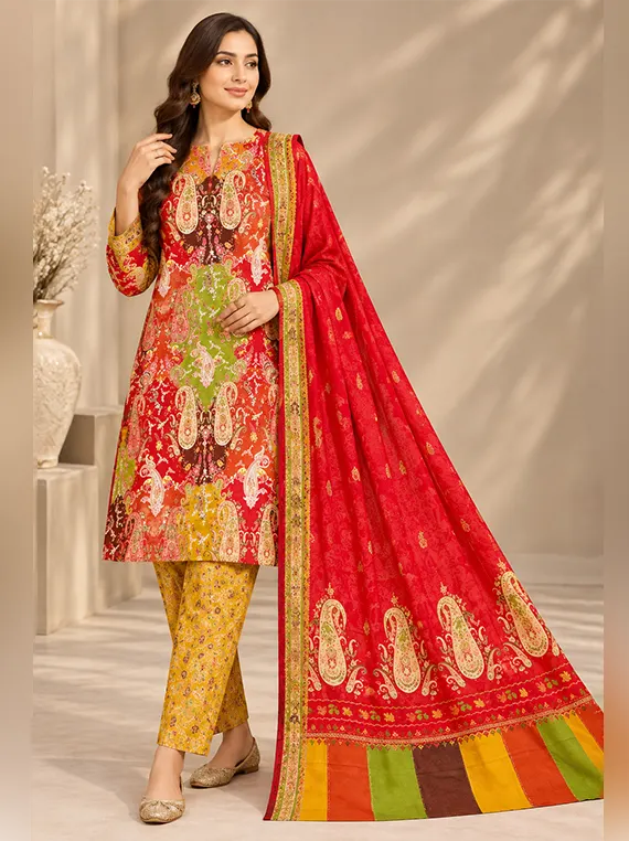 Elegant Floral Khadder Unstitched 3-Piece Suit Edit 2026 Vol-GR09 (D-12)