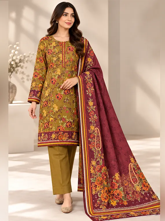 Elegant Floral Khadder Unstitched 3-Piece Suit Edit 2026 Vol-GR09 (D-17)
