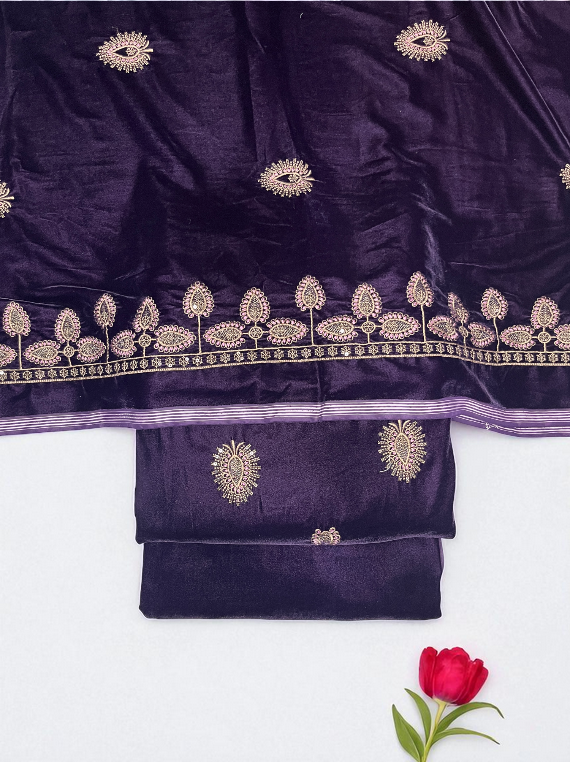 Elegant Luxury Embroidered Pure Micro Velvet Edit25 (CB17-07)