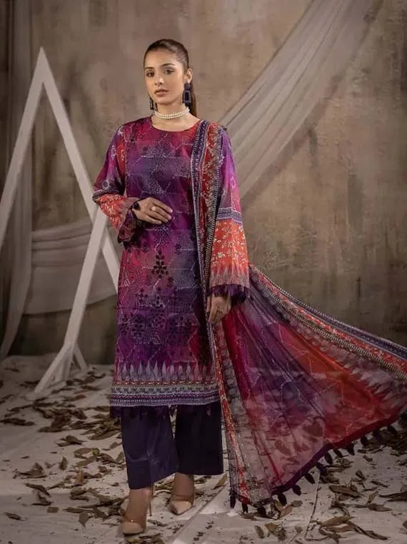 Eleganza Dhanak Rang Embroidered Lawn Collection 2024 (EG-174)