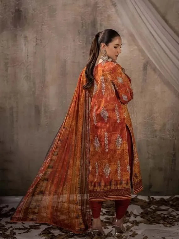 Eleganza Dhanak Rang Embroidered Lawn Collection 2024 (EG-175)