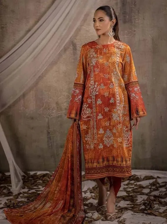 Eleganza Dhanak Rang Embroidered Lawn Collection 2024 (EG-175)