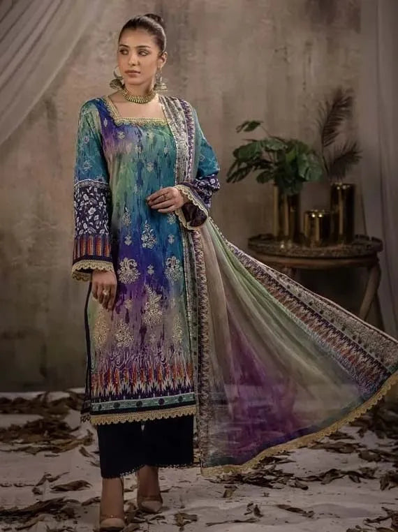 Eleganza Dhanak Rang Embroidered Lawn Collection 2024 (EG-178)