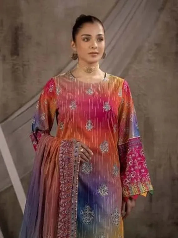 Eleganza Dhanak Rang Embroidered Lawn Collection 2024 (EG-179)